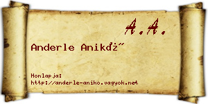 Anderle Anikó névjegykártya